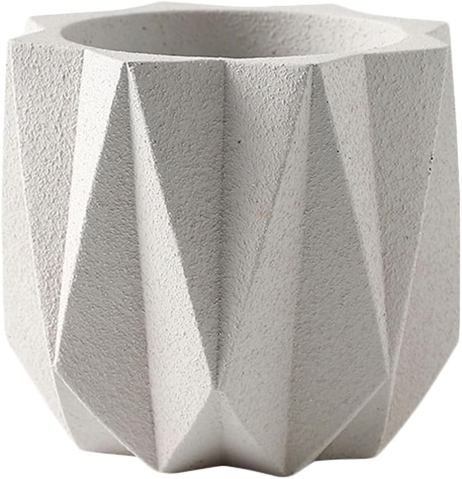 Totority 1pc Cement Flower Pot Drain Modern Simple Planter for Indoor Decor White Decorative Flowerpot for Houseplants and