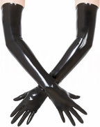 Black Latex Long Gloves for Women Men,Rubber Gloves Cosplay Clothing Party Clubwear