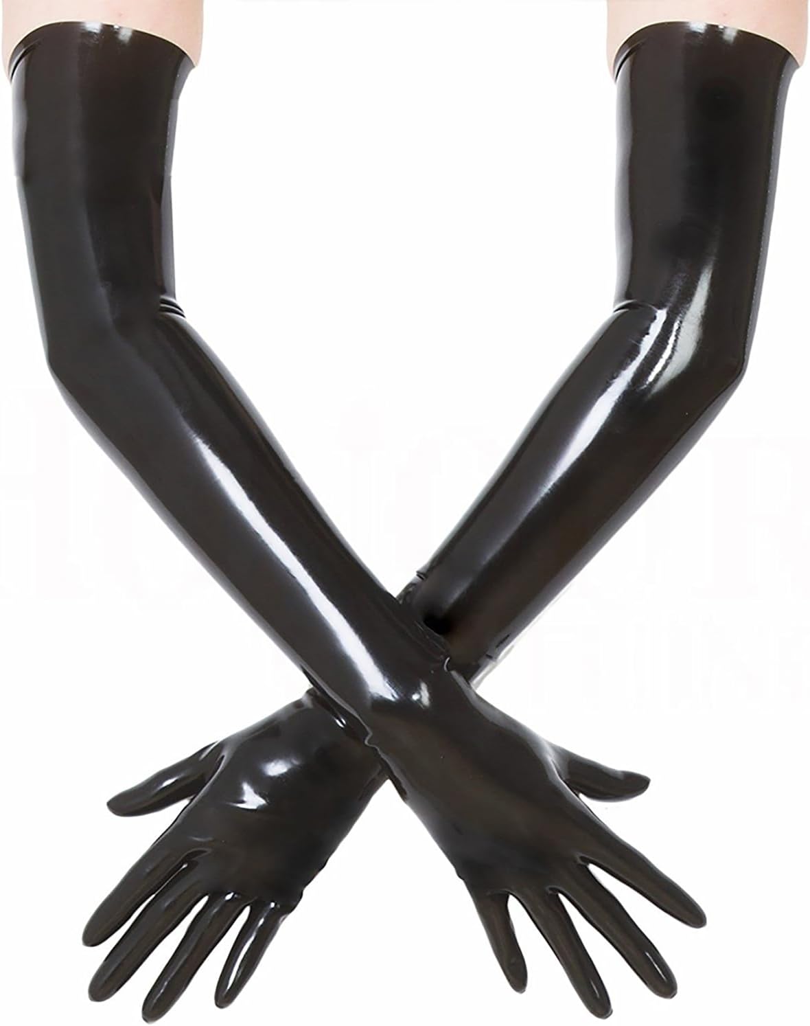 Black Latex Long Gloves for Women Men,Rubber Gloves Cosplay Clothing Party Clubwear