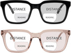 2 Pack Bifocal Reading Glasses for Women Men Oversized Clear Top Bi-focal Readers Progressive Dual-focus Glasses