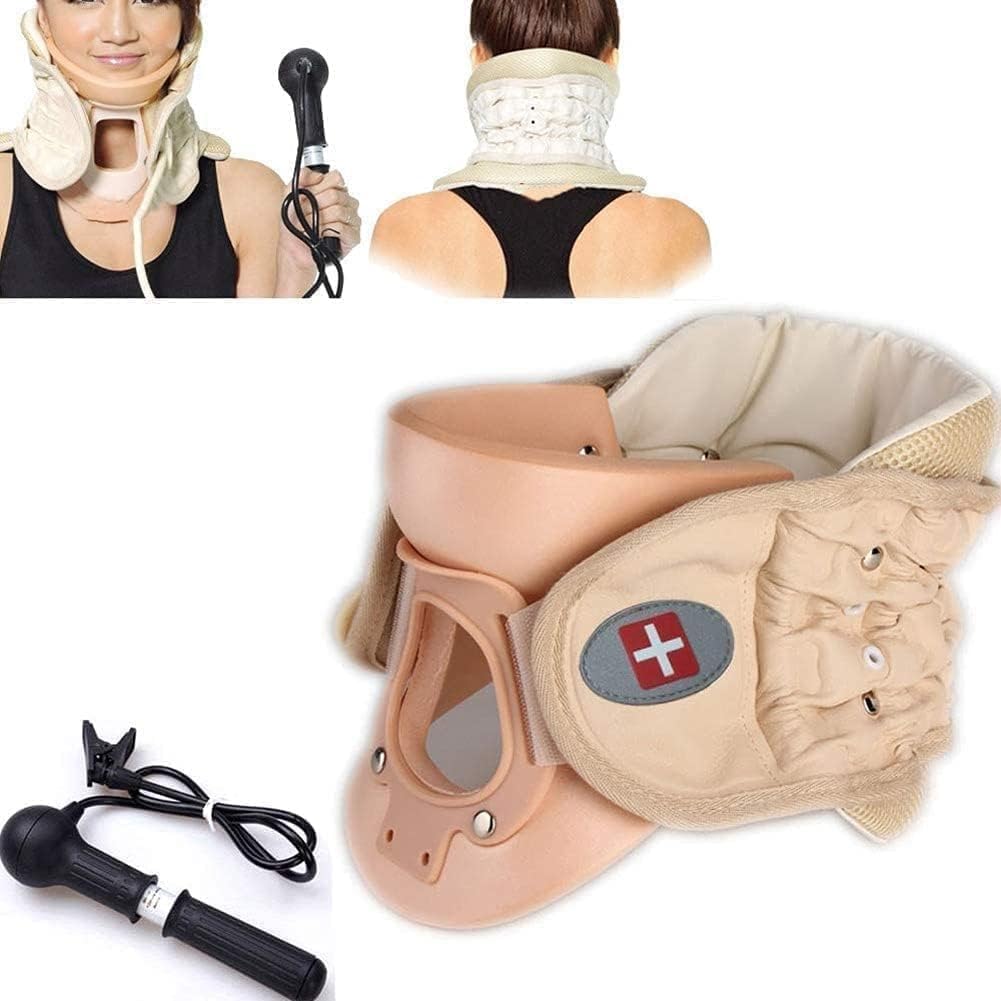 Neck Support Protection Neck Care Recover Tool, Neck Stretcher with Air Pump Support for Home Use,Adjustable Decompression Neck Brace Device and Collar for Home Use