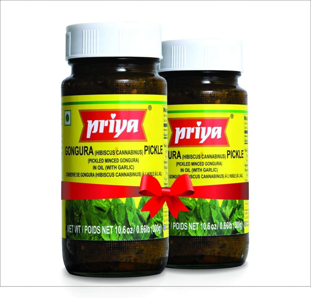 Priya Pickle Twin Pack - Gongura(hibuscus Cannabinus) Pickle (2 x 300 gm)