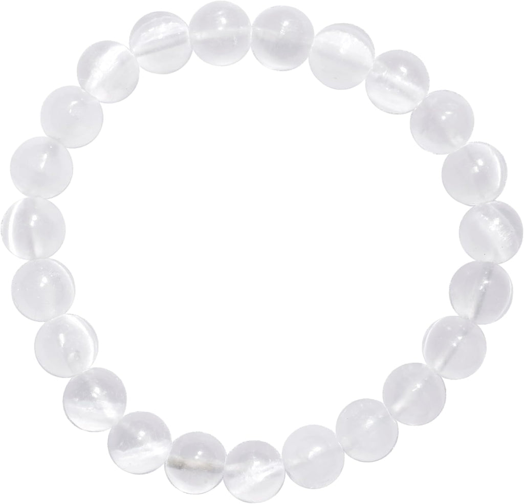 Zenergy Gems Charged Premium Natural Gemstone Crystal 8mm Bead Bracelet + Moroccan Selenite Charging Crystal [Included]