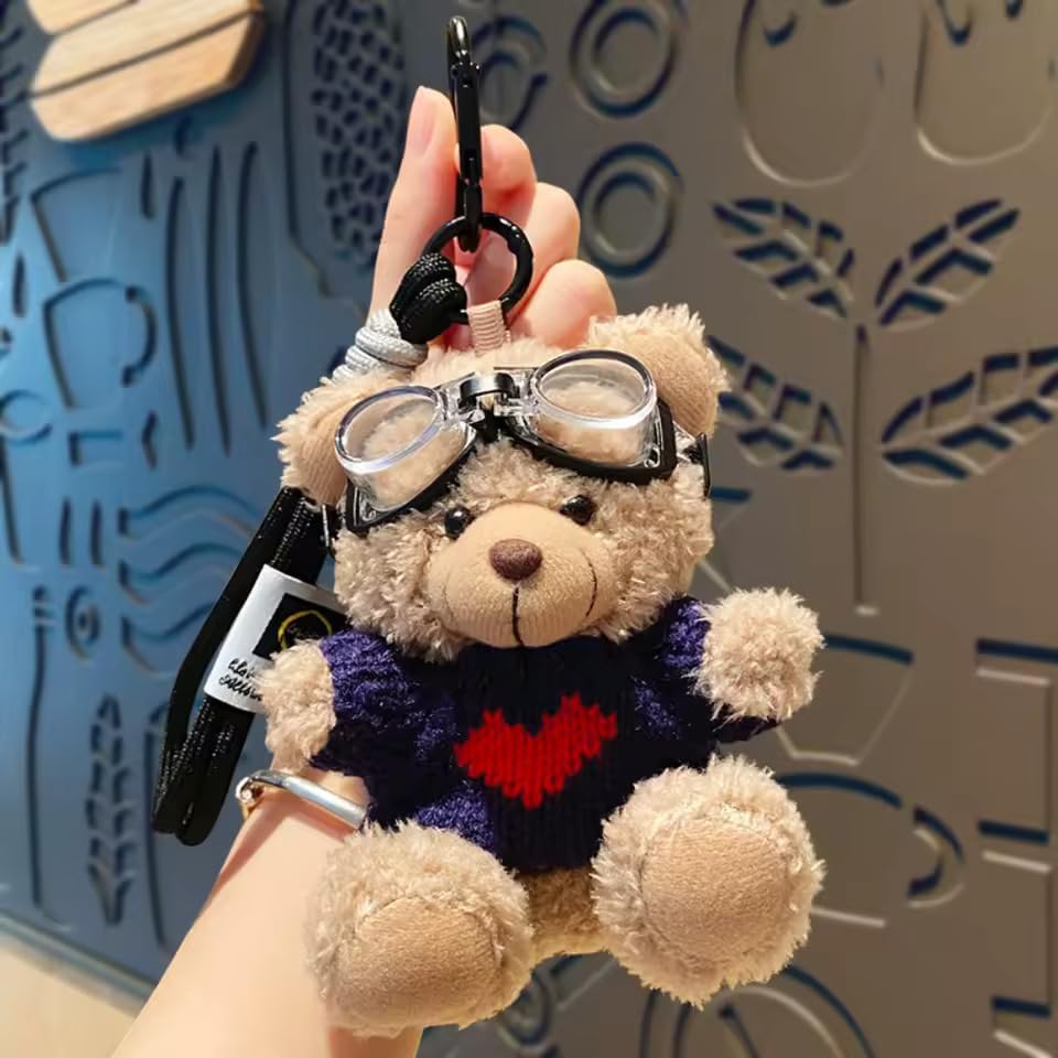 Plush Teddy Bear Keychain – Cute Kawaii Mini Plus Doll Bag Charm, Clip-On Accessory for Backpacks, Purses & Keys