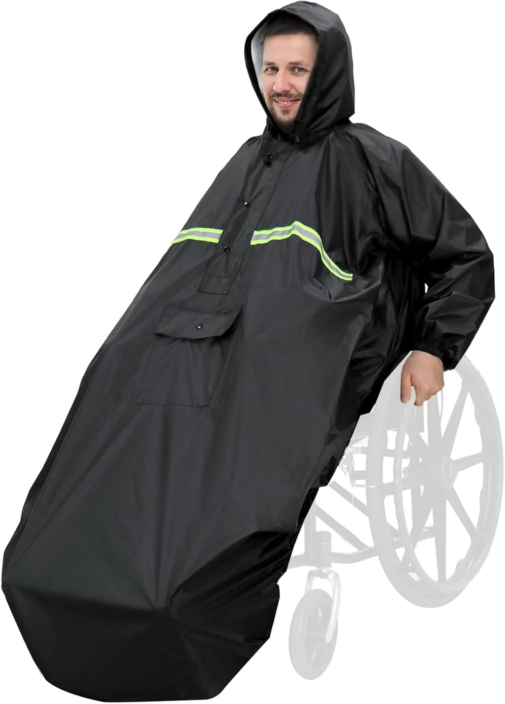 ANYOO Wheelchair Waterproof Poncho with Hood Reusable Cover Lightweight Poncho Cloak perfect for Adult