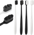 Extra Soft Toothbrush Bristle Toothbrus Micro Nanos Toothbrushes for Adults Manual Toothbrushs with 10000 Bristles for Sensitive Teeth 4 PCS (Black White)