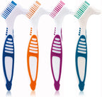 Denture Brush, 4 Pieces Small Toothbrush for Dentures, Multi-Layered Bristles Ergonomic Rubber Handle for False Teeth Cleaning