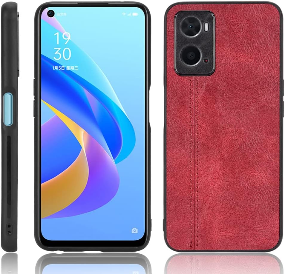 Case Compatible with Oppo A76 4G,Compatible with Oppo A36 4G [PU Leather Texture][PU+PC+TPU] 3 in 1 Camera Protection Cover Red