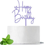 JIEEIN Happy Birthday Cake Topper for Birthday Party Decoration - Purple Acrylic