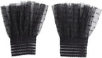 Ruffled Floral Layered Lace Cuffs Wrist Cuffs Black False Sleeves for Women Wrist Black