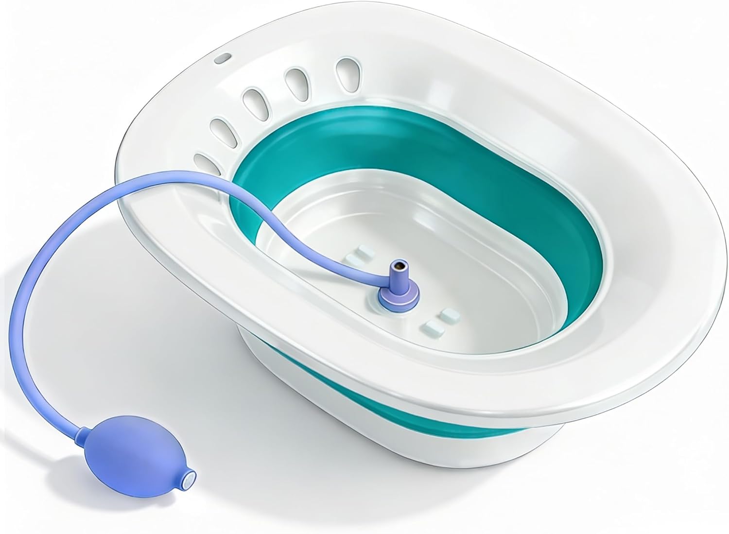 Sitz Bath for Toilet Seat with Hand Massage Flusher - Foldable Sitz Bath for Hemorrhoids and Postpartum Care, Designed for Perineum Soaking, Hemorrhoid, and Anal Inflammation Treatment