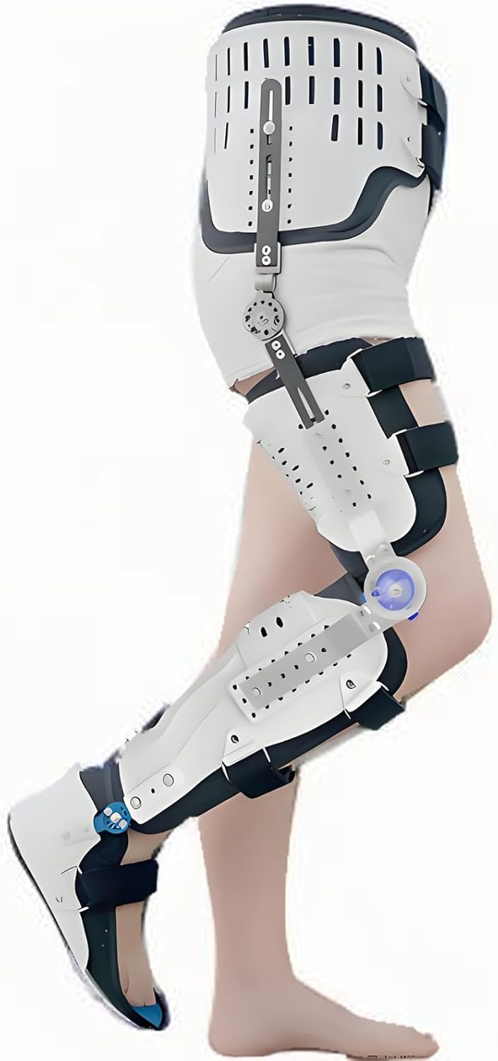 Articulated Knee Orthosis Immobilizer, Professional Hip-Knee-Ankle-Foot Orthosis with Walking Boot, Knee Support Brace, Leg Support for Walking(Right)