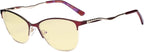 Eyekepper Ladies Blue Light Blocking Glasses with Yellow Filter Lens - Semi Rimless Computer Eyeglasses Women - UV420 Cateye Eyewear with Crystals - Red