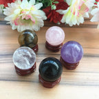 1PC 30mm Natural Amethyst/Pink/White/Black Obsidian/Tiger's Eye Quartz Crystal Sphere Ball Stone Home Decor Lucky-White_Quartz_Crystal