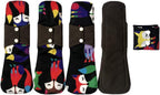 MUMBABY 5pcs 30.5cm / 12inch (Fit) Heavy Flow Charcoal Bamboo Mama Cloth/Menstrual Pads/Reusable Sanitary Pads (Fox, Large)