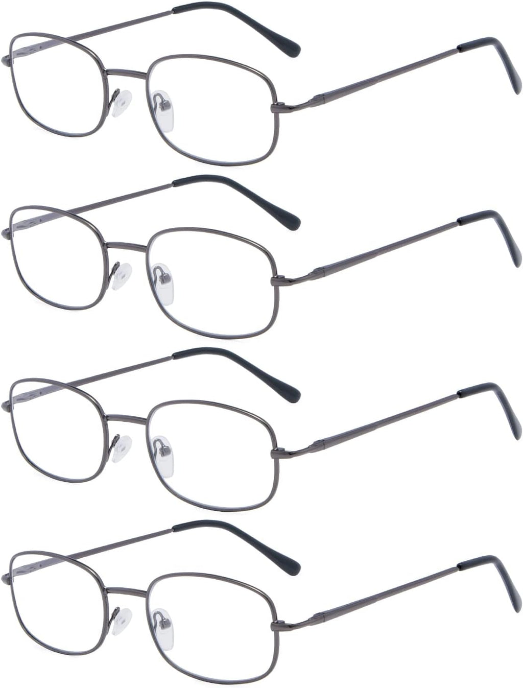 Eyekepper 4 Pairs Reading Glasses Metal Frame Reader Eyeglasses with Spring Hinges for Men for Women Reading