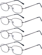 Eyekepper 4 Pairs Reading Glasses Metal Frame Reader Eyeglasses with Spring Hinges for Men for Women Reading