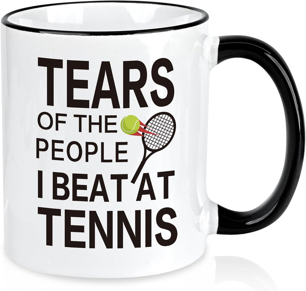 Tennis Gifts for Women Men - Tears of the People I Beat at Tennis Coffee Mug 11 Oz, Funny Chirstmas Birthday Gift Coach Friends Family