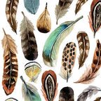 Paperproducts Design Decorative Paper Napkins, Beverage Napkin, Cocktail Napkin, Dinner, Birthdays, Parties, Gift, Celebrations - 5" x 5" - Aquarell Feathers Design (Pack of 20)