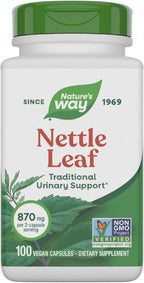 Nature's Way Nettle Leaf, Traditional Urinary Support*, 870 mg per 2-Capsule Serving, Non-GMO Project Verified, Vegan, 100 Capsules
