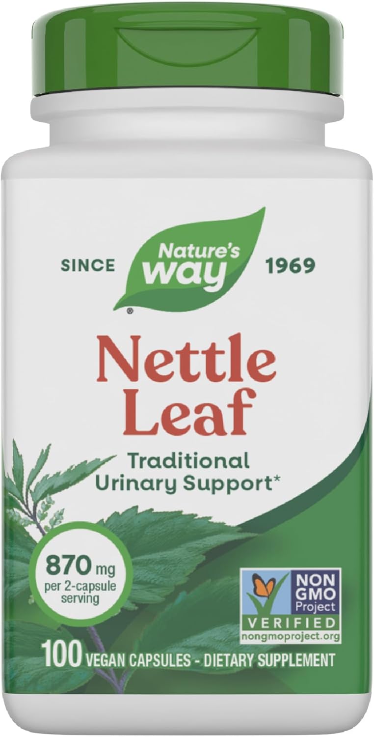 Nature's Way Nettle Leaf, Traditional Urinary Support*, 870 mg per 2-Capsule Serving, Non-GMO Project Verified, Vegan, 100 Capsules