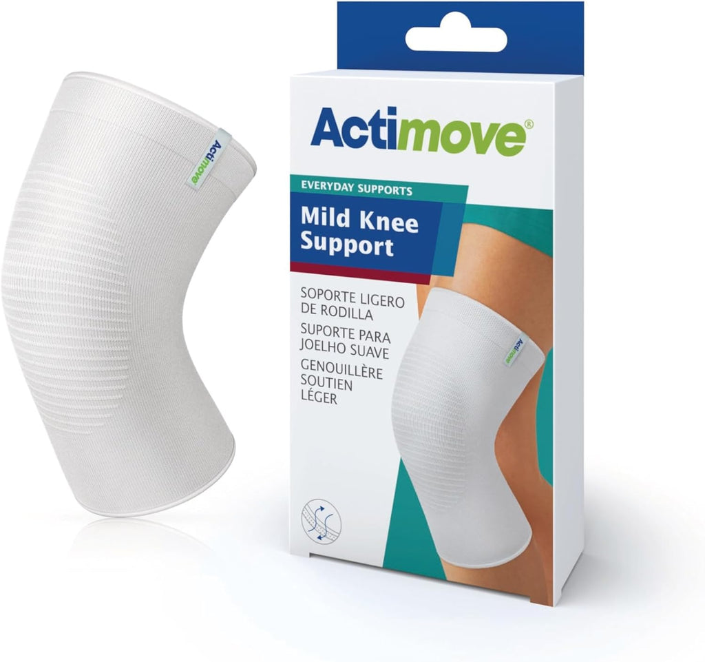 Actimove Everyday Supports Mild Knee Support - Mild Support, Lightweight, Easy to Apply for Slightly Swollen and Aching Knees – White, Large