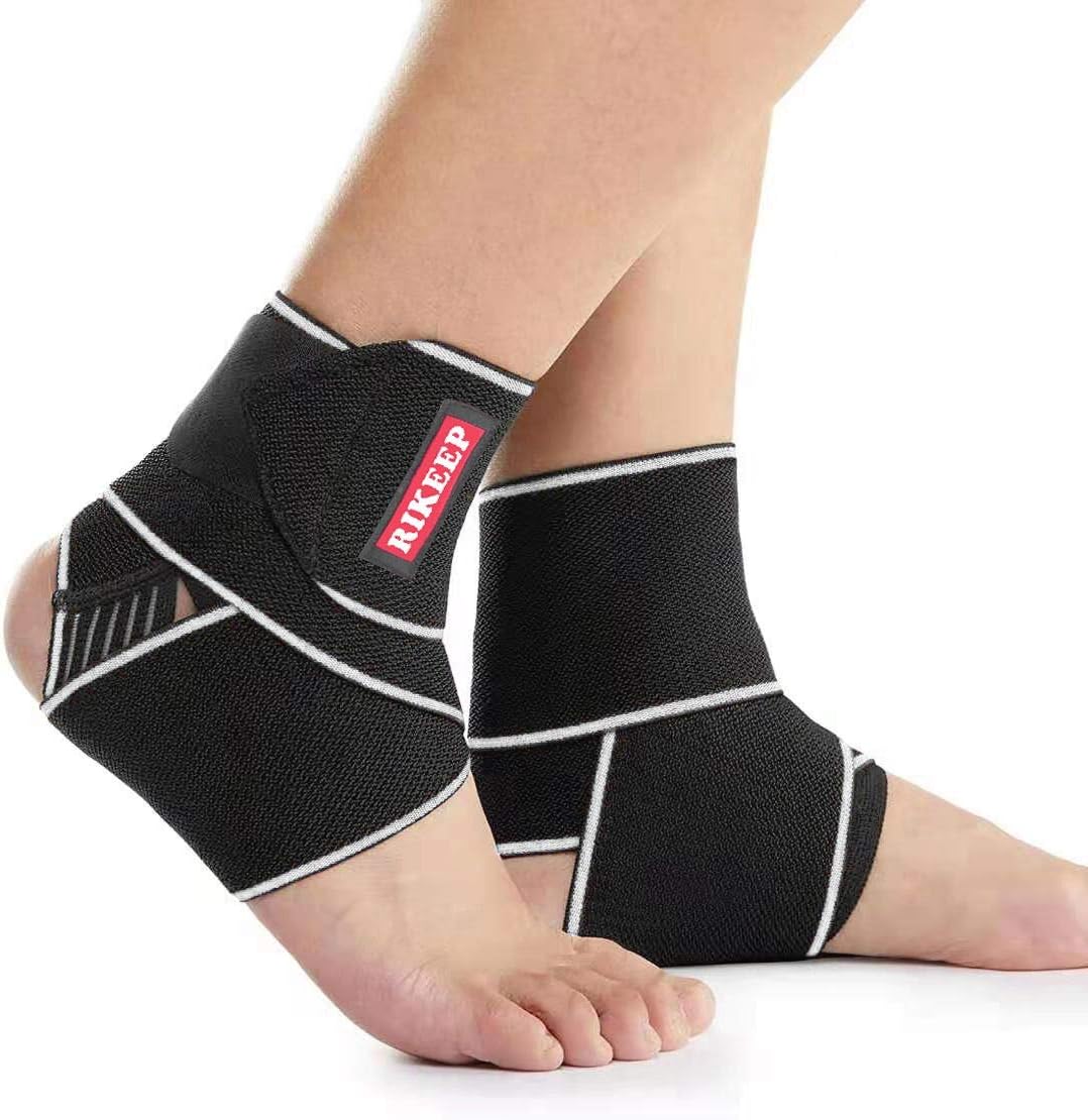 Candy Li Ankle Brace for Sprained Ankle, Ankle Support for Women & Men, Adjustable Compression Wrap Breathable Nylon Super Elastic & Comfortable for Sports– Grey(1 Pair)