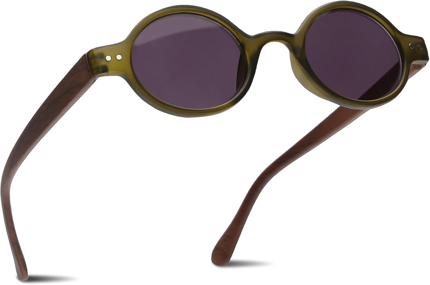 2SeeLife Small Round TR-90 Reading Sunglasses for Men & Women - Narrow-Medium Fit, Sturdy Frame, Spring Hinges, Retro Sun Readers, Green, +2.50
