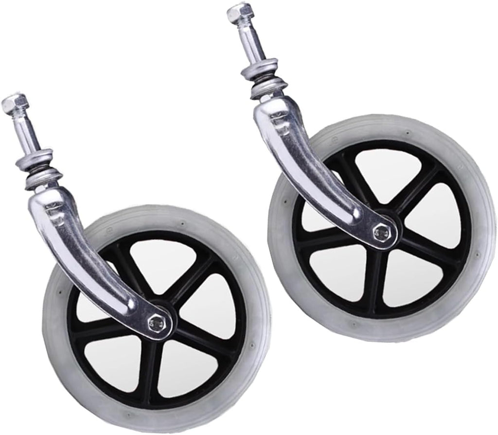 Wheelchair Front Fork Wheel Assembly, 6-inch, 7-inch, 8-inch PVC Material, Non-Slip, Puncture-Resistant, Wheelchair Accessory(Gray,7 inches)