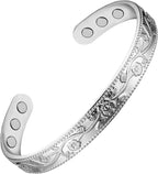 Feraco Copper Bracelet for Women, Magnetic Bracelets for Women, 99.99% Pure Copper Cuff Bangle with 3500 Gauss Magnets (Silver)