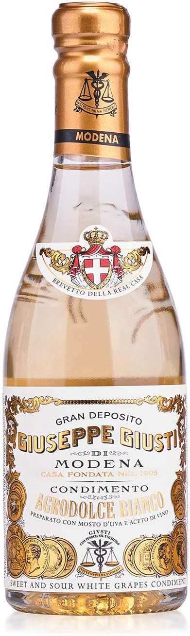 Giusti White Vinegar Dressing – A White Condiment for Cooking and Finishing Dishes such as Salads, Vegetables, or Fish. Made in Italy with Balsamic Vinegar of Modena – 8.45 fl oz (250 ml) - Pack of 1