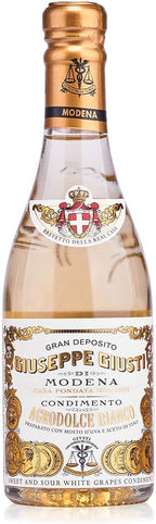 Giusti White Vinegar Dressing – A White Condiment for Cooking and Finishing Dishes such as Salads, Vegetables, or Fish. Made in Italy with Balsamic Vinegar of Modena – 8.45 fl oz (250 ml) - Pack of 1