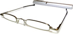 Ultra Slim and Lightweight Pocket Unisex Mini Reading Glasses +1.5 Silver. Comes with free matching oval aluminium case with clip