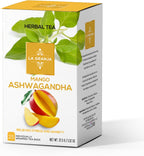 Life Plus Style Gourmet La Granja Mango Ashwagandha Herbal Tea 25 Individually Wrapped Tea Bags Chamomile Hibiscus Ginger & Ashwagandha Blend Caffeine Free Fruity Herbal Infusion Natural Tea Gift for Women & Tea Lovers