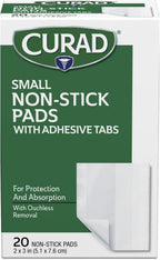 Curad Small Non-Stick Pads With Adhesive Tabs 2 Inches X 3 Inches 20 Each
