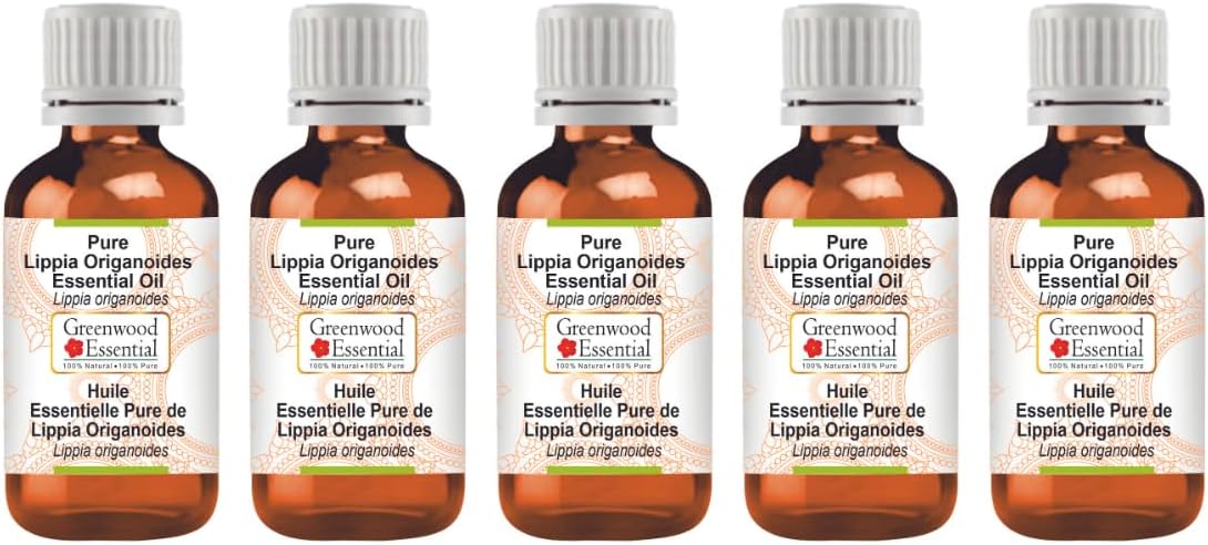 Greenwood Essential Pure Lippia Origanoides Essential Oil (Lippia origanoides) Steam Distilled (Pack of Five) 100ml X 5(16.9 oz)