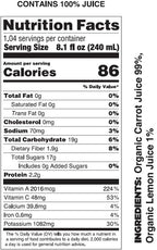 Pomona Organic Carrot Juice, Cold Pressed USDA Organic Juices, 100% Carrots, No Added Sugar, Not From Concentrate, Vegan, Kosher, Non GMO, Pasteurized, 8.4 Ounce (Pack of 12)