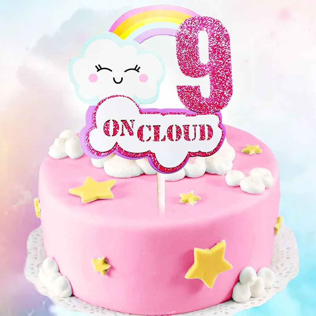 LaVenty Pink On Cloud 9 Birthday Cake Toppers On Cloud 9 Birthday Cake Decoration