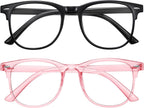 Okany Blue Light Blocking Glasses for Women Men Woman Black Computer Screen Filter Gaming Glasses Womens Mens 99.9% Blue Light Blocker Round Fashion Eye Glasses