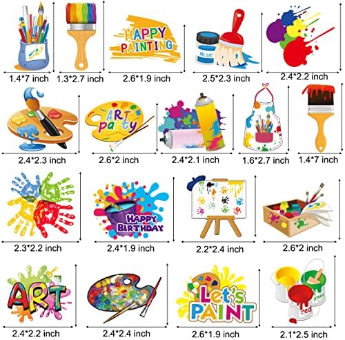 36Pcs Art Paint Party Cupcake Toppers Painting Brush Cake Cupcake Picks Decoration for Art Painting Theme Birthday Baby Shower Paint Splatter Party Supplies