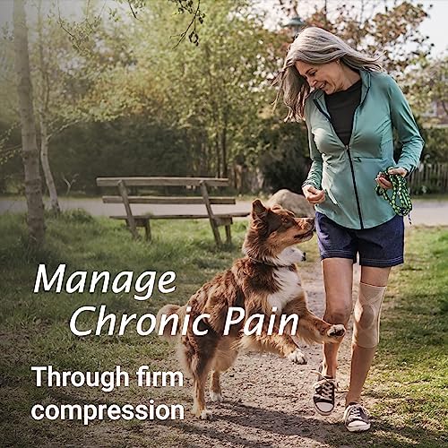 Actimove Everyday Supports Knee Support Closed Patella 2 Stays – Helps with Pain Relief and Swelling – For Chronic Knee Pain and Overuse Knee Injuries – Left/Right Wear – Beige, Medium