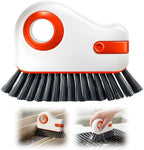 2 in 1 Groove Cleaning Brush, Multifunction Hard Bristle Crevice Cleaner Brush with Hidden Scraper,Window Track Cleaning Tools for Sliding Door Track,Window Sill (Orange)