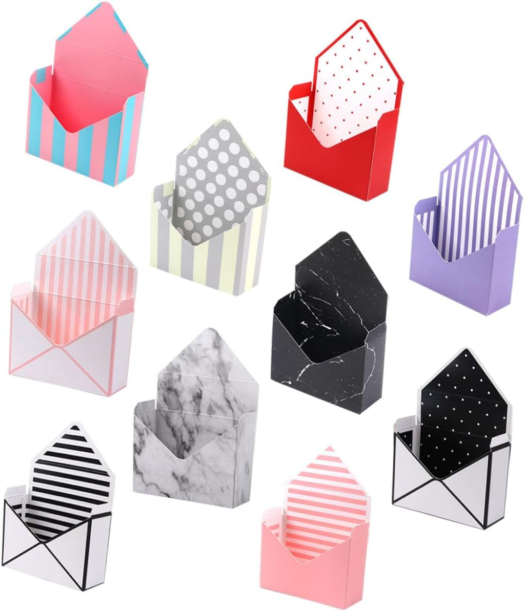 CHILDWEET 10pcs Envelope Shape Flower Wrapping Boxes Paper Storage Boxes Floral Candy Packing Cases for Wedding Birthday Party Decoration