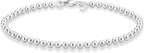 Miabella 925 Sterling Silver Italian Handmade 3mm Bead Ball Strand Chain Bracelet for Women Made in Italy