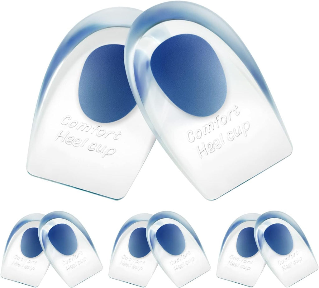 Heel Cups for Achilles Tendonitis & Plantar Fasciitis - 6 Pack Gel Shoe Inserts for Heel Pain Relief, Arch Support, for Women & Men