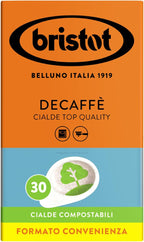 Bristot ESE DECAF Coffee Pods – Italian Medium Roast Espresso – 30 Count – Easy Serve Espresso Pods Compatible with ESE Machines