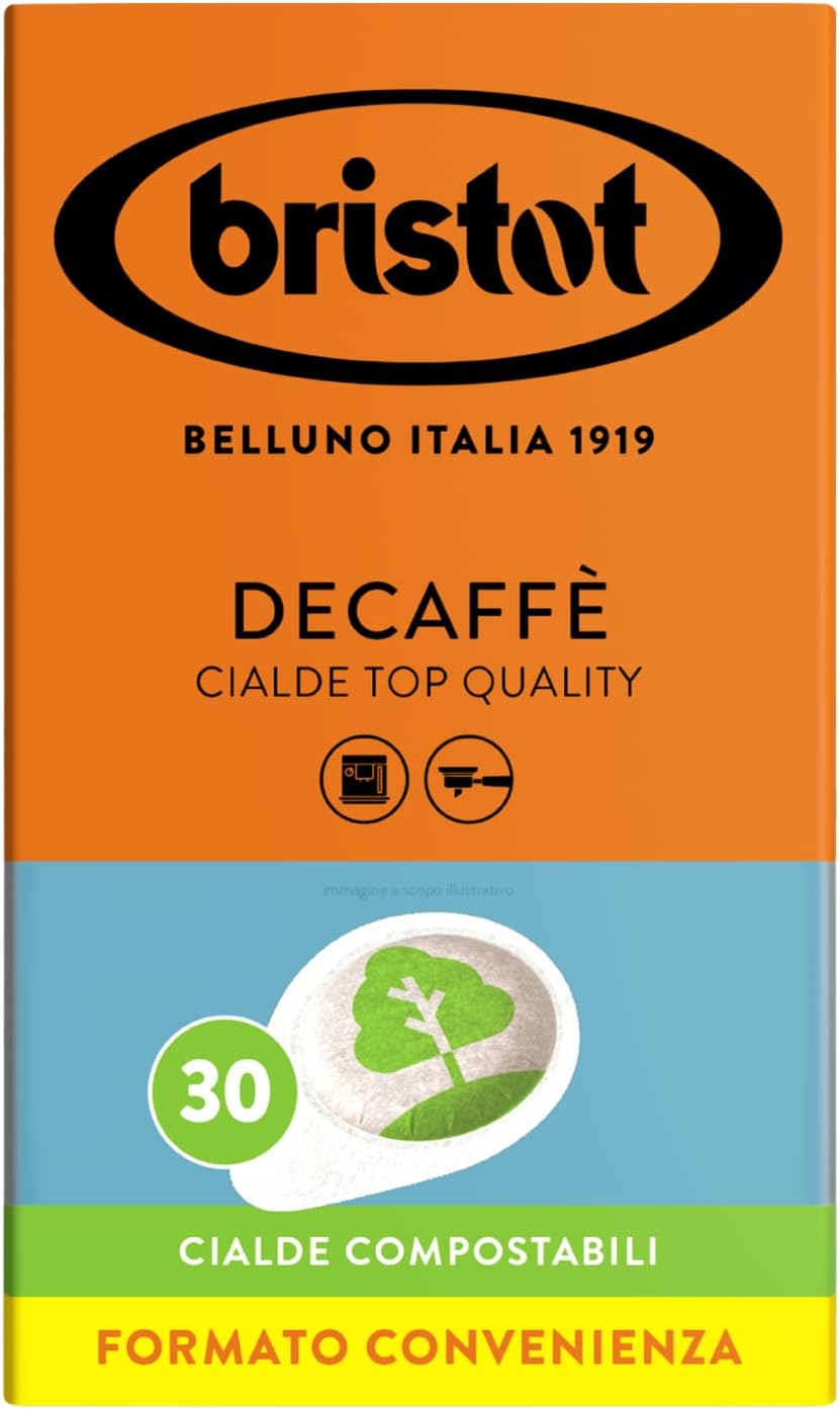 Bristot ESE DECAF Coffee Pods – Italian Medium Roast Espresso – 30 Count – Easy Serve Espresso Pods Compatible with ESE Machines