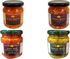 Combo Pack : 1 Sambal Bawang - 185g 1 Sambal Mantah - 185gr 1 Red Chili Sauce With Shrimp Paste (Sambal Terasi) 1 Sambal Ijo - 16.5oz