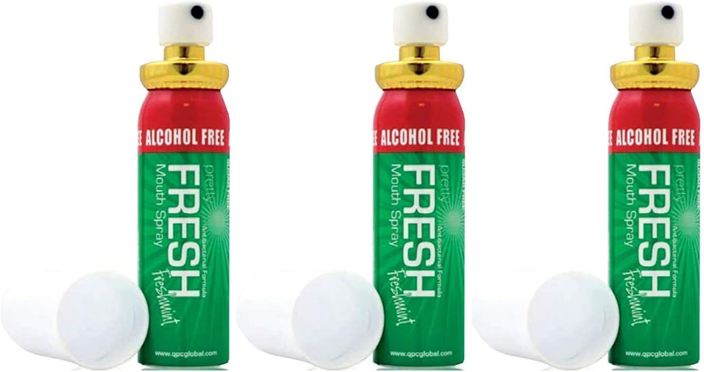 3 Pack of Pretty Fresh Instant Breath Freshener Mouth Spray Fresh Mint,Fights Bad Breath.