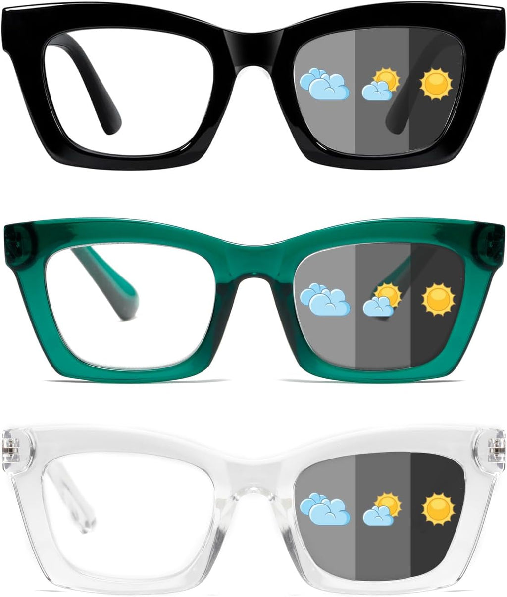 Hubeye Progressive Reading Glasses For Women Oprah Style Blue Light Blocking Computer Multifocus Square Reader